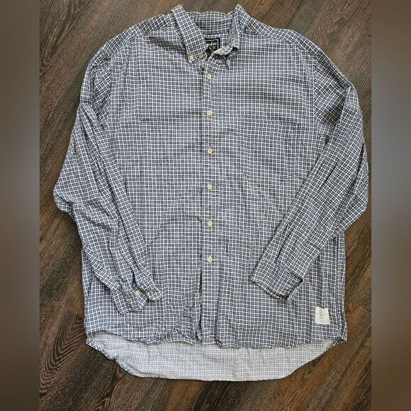 Vtg Abercrombie & Fitch Shirt Men’s XL Button Down White Blue Tan Plaid Pocket - Picture 1 of 10